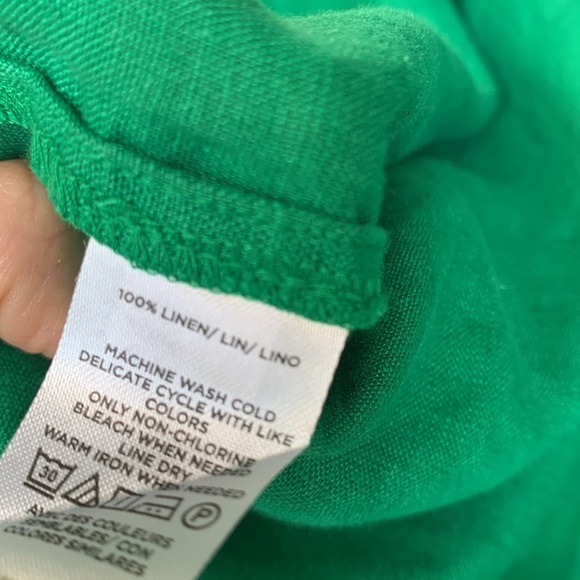 Ann Taylor Emerald Green linen size S Button Down Shirt summer beach travel - Picture 4 of 8